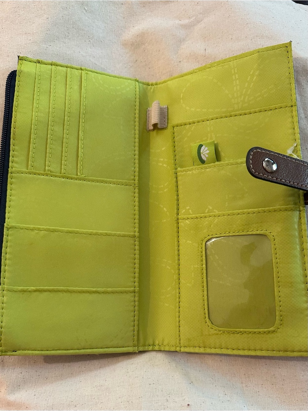 Lily Bloom Navy and White Striped Wallet with Brown Accent - Picture 3 of 4